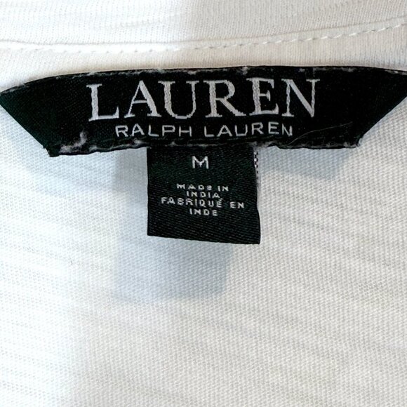 Ralph Lauren Tunic Top Blouse Medium White Blue Embroidered Summer Vacation - Picture 8 of 9